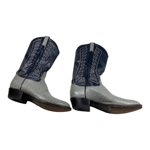 Tony Lama Cowboy Boots Men’s Western Gray Leather with Black Shaft Size 10.5 - Picture 6 of 14